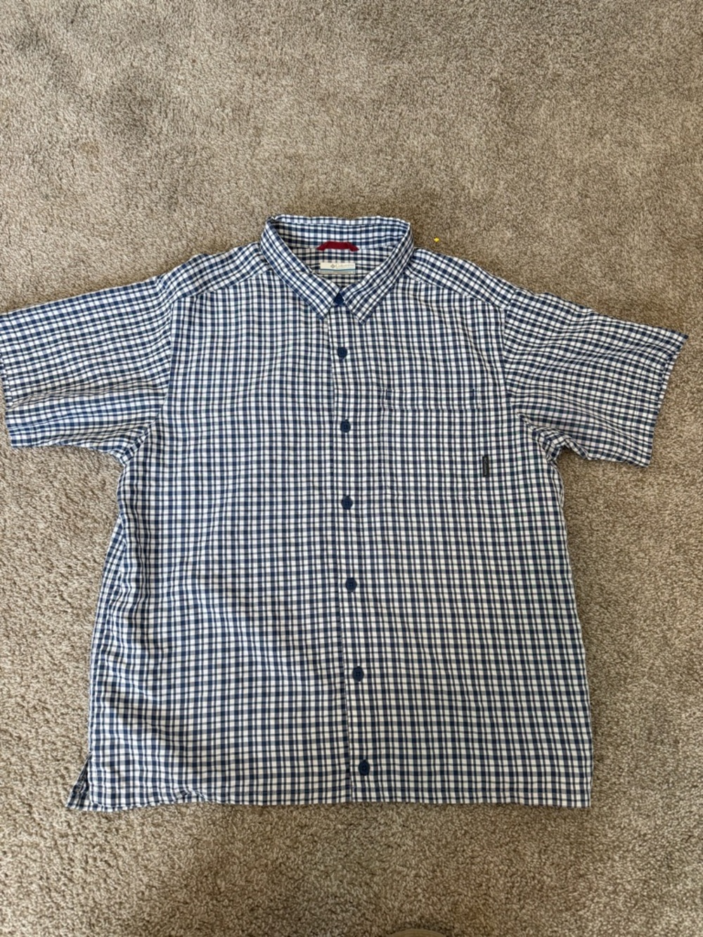 Men's Blue & White Check Short-Sleeve Button-Down Shirt
